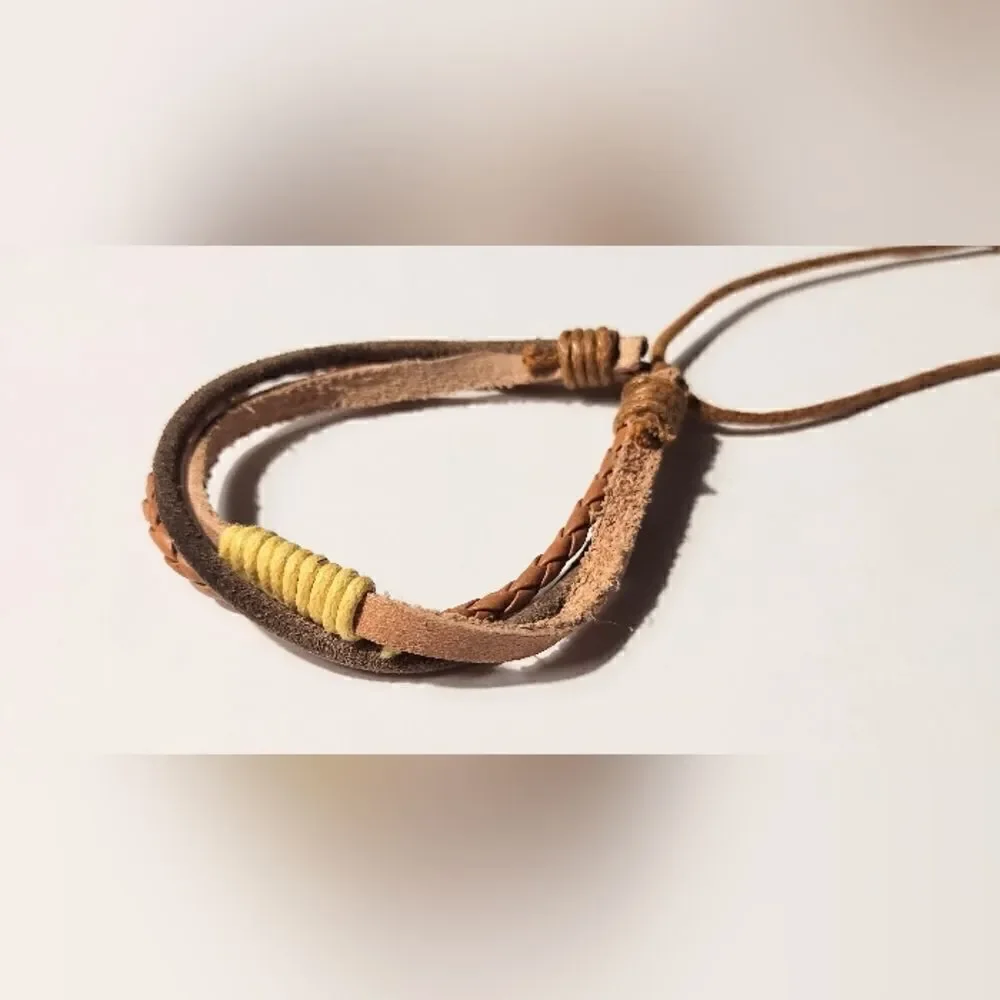 Men's‎ bracelet leather braided brown new d60